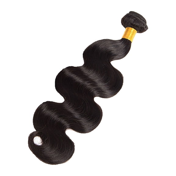 huhuzaio Half Wigs for Black Women Human Hair Wig Bundles Hair Bundles Brazilian Hair Weave Bundles Natural Black Color Wavy Hair Glueless Closure Wefted Wigs