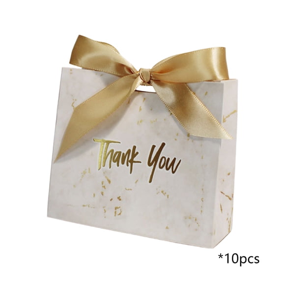 hulanddfd 10 Pack Small Thank You Gift Bags, 4.3x3.9x1.7 Inches Mini Party Favors Bags with Bow Ribbon Small Candy Bags Gift Bag for Birthday Wedding Party(Gold)