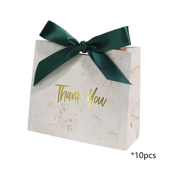 hulanddfd 10 Pack Small Thank You Gift Bags, 4.3x3.9x1.7 Inches Mini Party Favors Bags with Bow Ribbon Small Candy Bags Gift Bag for Birthday Wedding Party(Green)