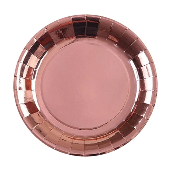 hulanddfd 10 Pcs Rose Gold Paper Plates Disposable 9 Inch Dessert Plates Party Disposable Plates for Wedding Birthday Holiday