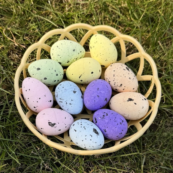 hulanddfd 12 Pcs Easter Speckled Eggs - Mixed Color Foam Egg Decorations Artificial Eggs for Basket Fillers Spring Party Favors Wreath Decor