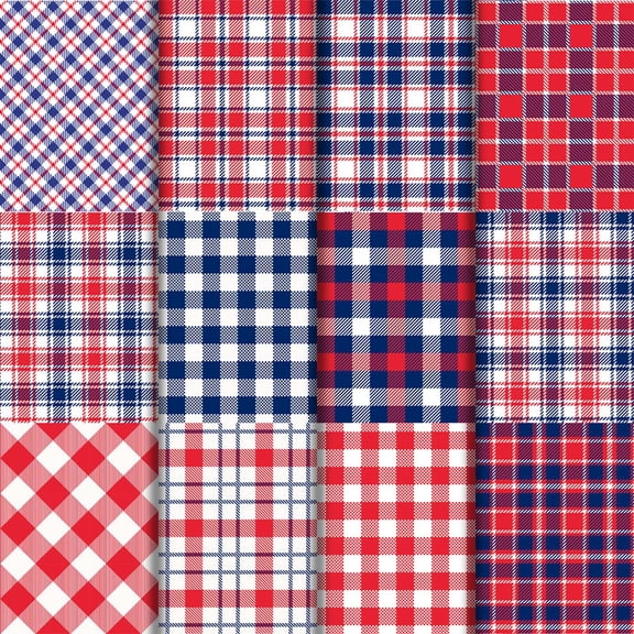 hulanddfd 12 Sheets American Plaids Scrapbook Paper Pad, 6x6 Inch Patriotic Pattern Pad Independence Day Decorative Handmade Wrapping Paper for Card Making Scrapbook Photo Album, Party Supplies