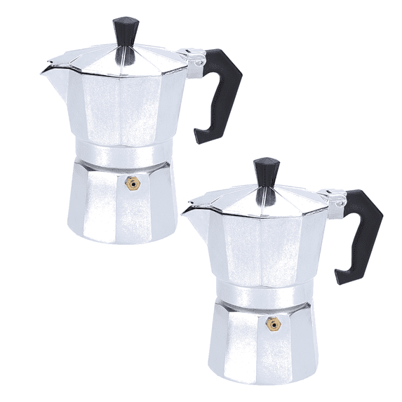 hulanddfd 14 Cup Aluminum Coffee Pots 2-Pack, Octagonal Mocha Coffee Pots Stovetop Coffee Maker for Kitchen Camping (700ml)