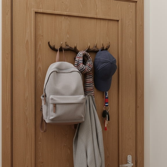 hulanddfd 15.7 inch Lifelike Deer Antler Rack, Wall Hanging Coat Hook Entrance Wall Decorative Storage Rack for Clothing Key Towels