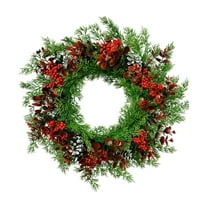 hulanddfd 15.74" Christmas Wreath for Front Door, Artificial Flowers Wreath Christmas Hanging Rattan Wreath Decoration for Home Porch Yard Mantle Fireplace Decor