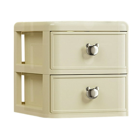 hulanddfd 2 Drawers Makeup Organizer Storage Box Vanity Cosmetics Organizer Bathroom Counter Dresser Drawer Storage Plastic Sturdy Space-Saving Multi-Purpose