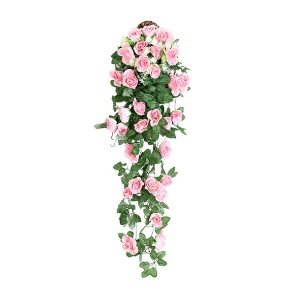 hulanddfd 2 Pack Artificial Flowers Garland Roses, 2.95ft Rose Floral Vines Fake Hanging Spring Flower Garland for Spring Wedding Home Party Arrangement Decoration(Pink)