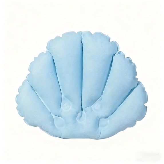hulanddfd 2 Pack Inflatable Bath Pillows, Super Soft Seashells Shaped Bathtub Spa Pillows Comfortable Soft Cushion for Neck and Head(Light Blue)