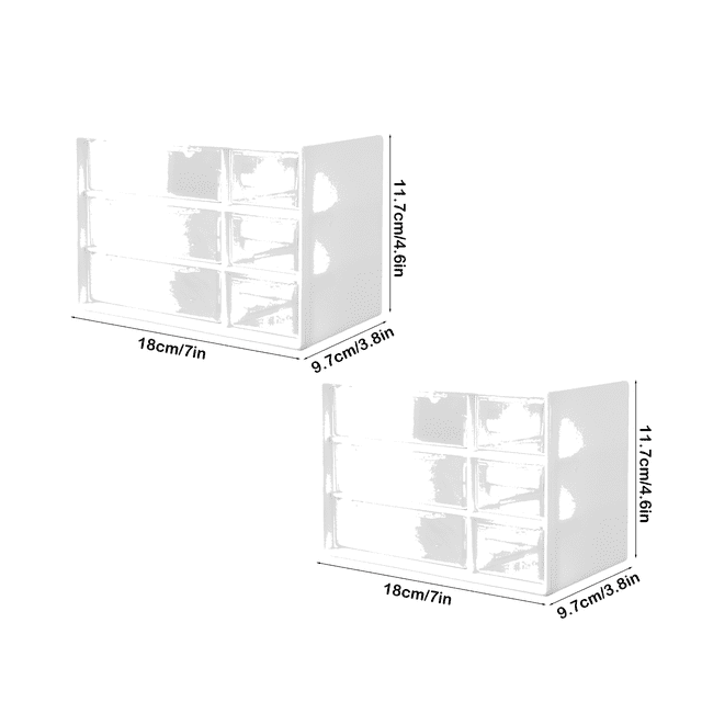 hulanddfd 2 Pack Mini Desktop Drawer Organizer with 6 Clear Drawers, Plastic Desktop Storage Box for Office Home Desktop
