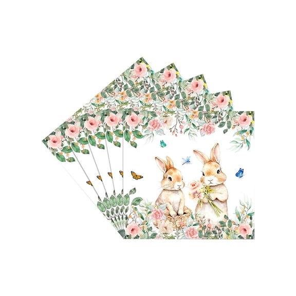 hulanddfd 20 Pcs Easter Paper Napkins 6.5in Square Disposable Bunny Napkins Party Tableware for Holiday Wedding Birthday Table Decor Supplies