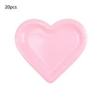 hulanddfd 20pcs Valentine Paper Plates, 7inches Heart Shaped Disposable Plates Portable Tableware for Valentine Anniversary Birthday Wedding Party Supplies Pink