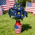 thumbnail image 1 of hulanddfd 21 Heads Artificial Daisies Flowers for Outdoors, 4th of July Red Fake Flowers Bouquet Memorial Day Cemetery Flowers for Grave ,Veterans Independence Day Home Outdoor Table Decor(Blue), 1 of 6