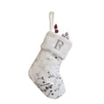 thumbnail image 1 of hulanddfd 26 Letters Christmas Stockings - 6.69x5.91inches White Stocking with Silver Embroidered Initials and Silver Berries Branch Patterns Xmas Alphabet Hanging Decorations for Xmas Tree, 1 of 6