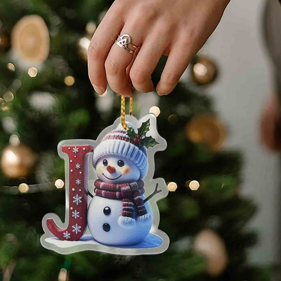 hulanddfd 26 Letters Christmas Tree Decoration Pendant, Personalized Initial Name A Christmas Ornament Plastic Christmas Snowman Hanging Decorations for Xmas Tree and Home Indoor Decor