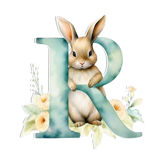 hulanddfd 26 Letters Easter Ornament, Personalized Acrylic Alphabet Charms Bunny Floral Designs Easter Hanging Decoration for Spring Home Decor Indoor Outdoor