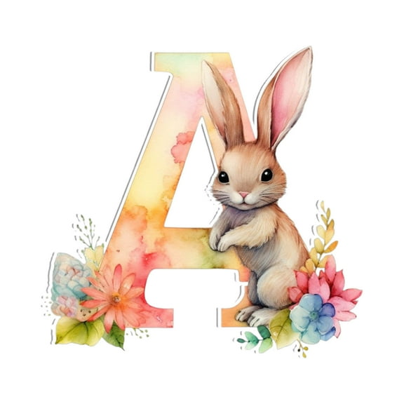 hulanddfd 26 Letters Easter Ornament, Personalized Acrylic Alphabet Charms Bunny Floral Designs Easter Hanging Decoration for Spring Home Decor Indoor Outdoor