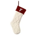 thumbnail image 1 of hulanddfd 26 Letters Personalized Christmas Stockings, 18inches White Knitted Stocking with Red Cuff and White Embroidered Initials Christmas Gift Bag Xmas Tree Hanging Decoration Holiday Display, 1 of 5