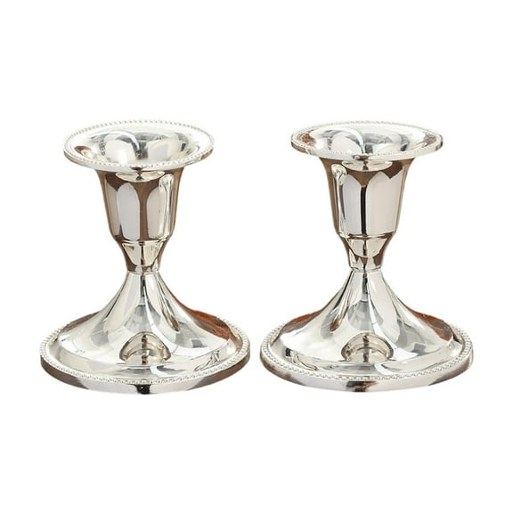 hulanddfd 2pcs Silver Taper Candle Holders,2.76" Christmas Iron Metal Candlestick Vintage Candle Holders for Home Decor Wedding Dining Party