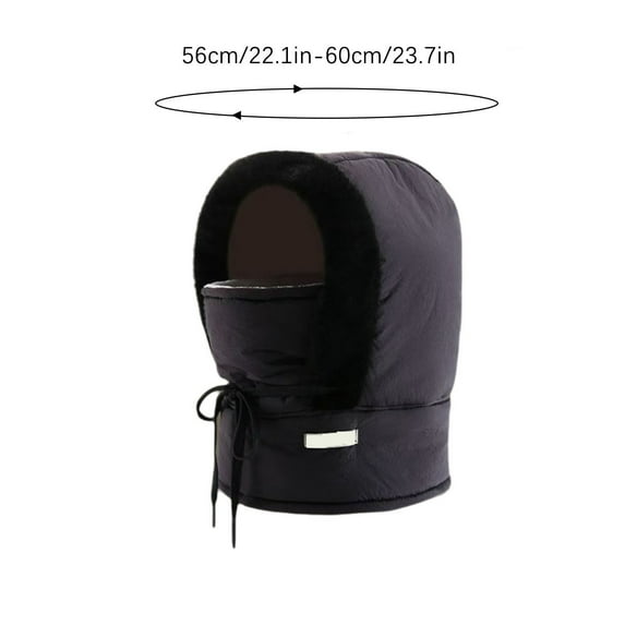 hulanddfd 3 in 1 Winter Beanies Hat with Scarf and Mask, Black Plushes-Lined Thickened Thermal Hat Windproof Winter Warm Caps for Cold Weather Skiing Hiking Outdoor