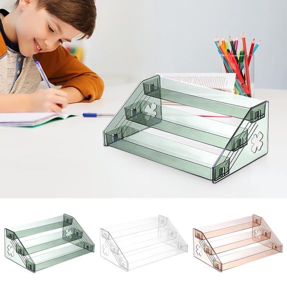 hulanddfd 3 Tier Desktop Display Organizer Stand, Stationery Documents Holders Rack Shelf Acrylic Storage Organizer for Home Office(Green)