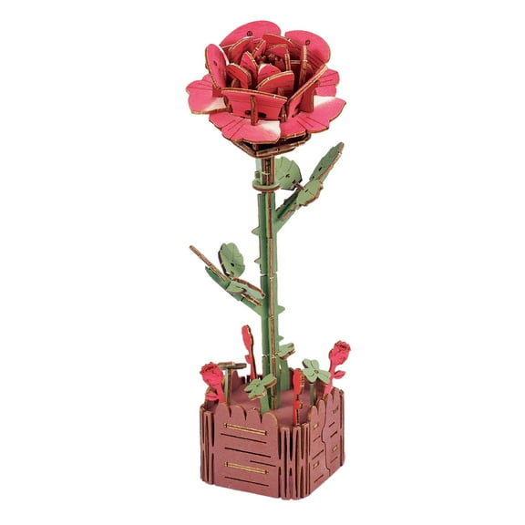 hulanddfd 3D Flower Wooden Puzzles Kits, Flowers and Plants Building Set Wooden Artificial Flowers Toys for Home Decoration