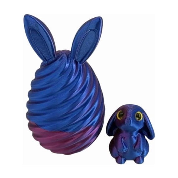 hulanddfd 3D Printed Easter Eggs, Prefilled Easter Egg with Bunny Inside Easter Basket Stuffers Home Office Desk Tabletop Decor Easter Party Gifts