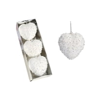 hulanddfd 3pcs Cute Heart Ornaments, 3.15" Sequin Heart-Shaped Hanging Decor for Home Bedroom Office Fireplace White Small Glitter Pendant for Wedding Party Christmas Valentine's Day