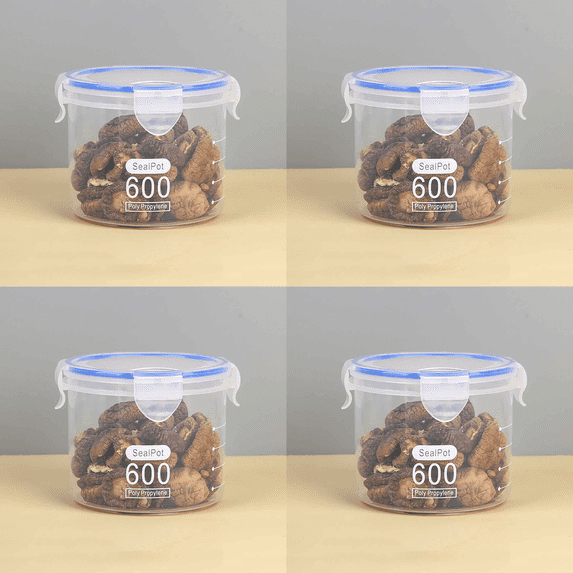 hulanddfd 4 Pack Clear Plastic Airtight Pantry - Sealed Cans Food Containers with Lids Kitchen and Refrigerators Storage Tanks Reusable Jars for Grains Miscellaneous Grains and Snack