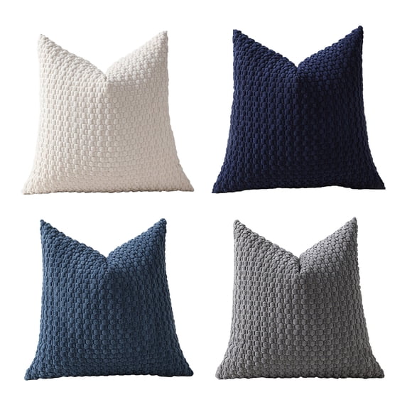 hulanddfd 4 Pack Soft Weave Pillowcase Set, Standard Size, Breathable , Decorative Pillows Sham Covers, Polyester, 15.7x15.7 Inches(Blue)