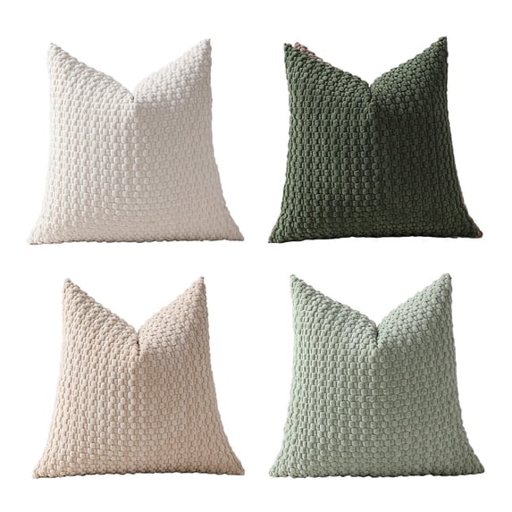 hulanddfd 4 Pack Soft Weave Pillowcase Set, Standard Size, Breathable , Decorative Pillows Sham Covers, Polyester, 15.7x15.7 Inches(Green)