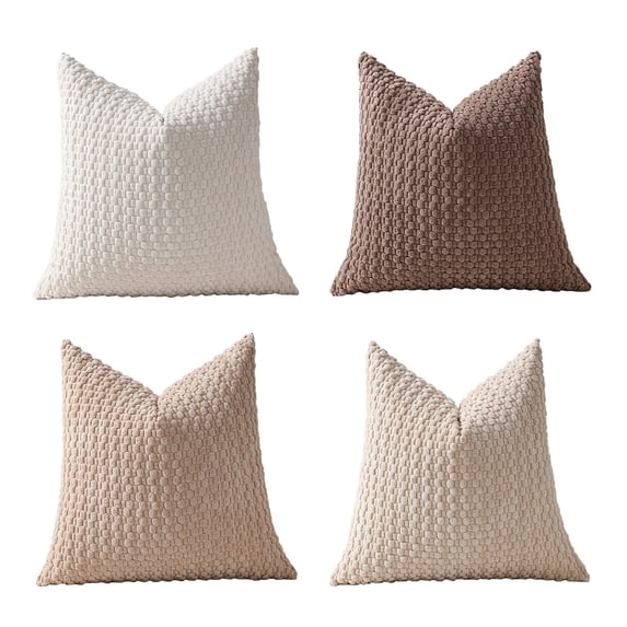 hulanddfd 4 Pack Soft Weave Pillowcase Set, Standard Size, Breathable , Decorative Pillows Sham Covers, Polyester, 15.7x15.7 Inches(Khaki)