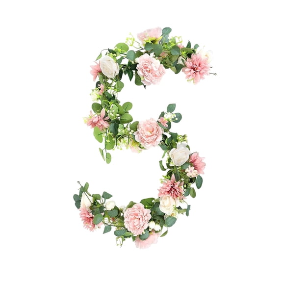 hulanddfd 5.9 Ft Artificial Rose Vines Fake Flower Garland Faux Floral Garland Greenerys for Wedding Spring Party Art Table Runner Decor(Pink)