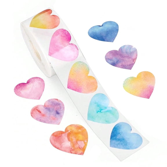 hulanddfd 500 Pcs Valentines's Day Heart Stickers, 1" Small Colorful Heart Shaped Stickers Adhesive Cute Adhesive Label for Water Bottles Envelopes Wedding Party Decor (1 Roll)