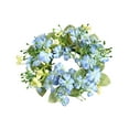 thumbnail image 1 of hulanddfd 7.87in Artificial Hydrangea Candle Rings Wreaths, Spring Artificial Flower Greenerys Table Centerpiece for Spring Wedding Home Door Tabletop Cabinets Decor(Blue), 1 of 6