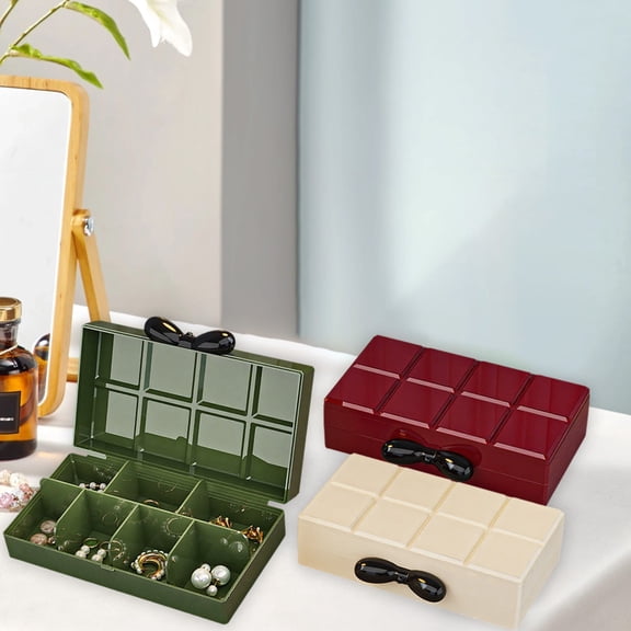 hulanddfd 7 Grids Plastic Organizer Box, Portable Earring Organizer Case with Compartments Mini Storage Box Container for Beads Jewelry Rings(Green)