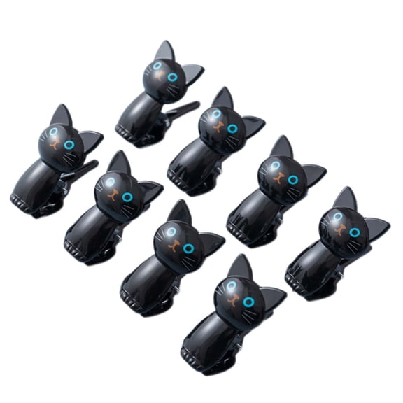 hulanddfd 8pcs Clip Set - 1.77"x1.38" Cute Cats Shaped Kitchen Sealing Clip Multifunctional Reusable Sealing Clip for Office Documents and Household Daily Use Black