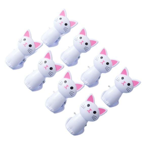 hulanddfd 8pcs Clip Set - 1.77"x1.38" Cute Cats Shaped Kitchen Sealing Clip Multifunctional Reusable Sealing Clip for Office Documents and Household Daily Use White