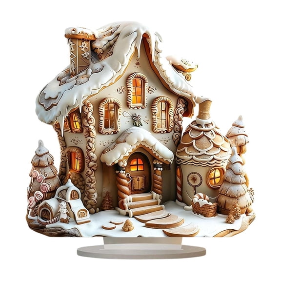 hulanddfd Acrylic Decorative Sign Desktop Decoration Christmas Houses Ornament 2D Flat Display Stand for Window Fireplaces Holiday Decor