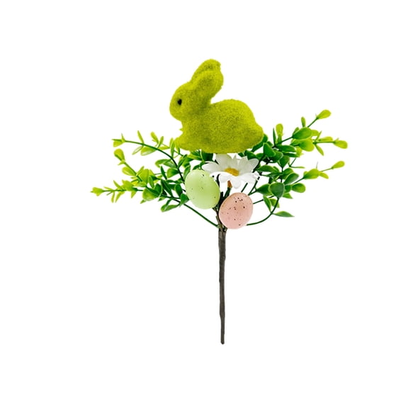 hulanddfd Artificial Easter Egg Picks 10" Artificial Leaves Bunny Spring Floral Branches Easter Stems for Spring Party Flower Arrangement Wreath Decor(Green)