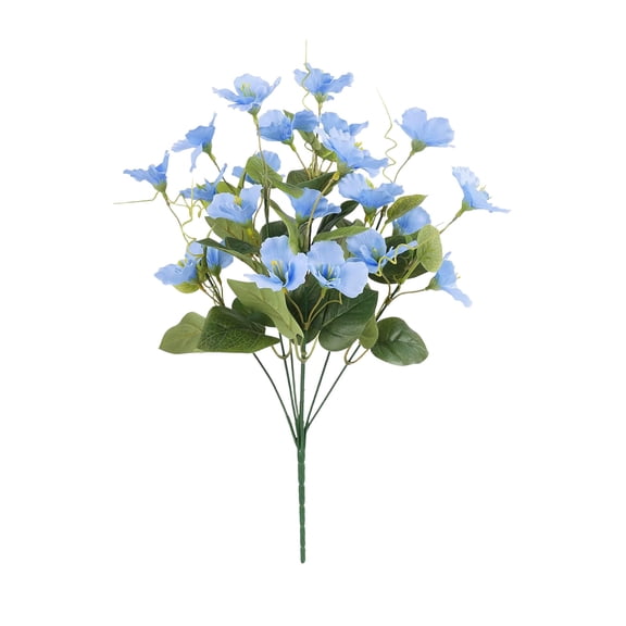 hulanddfd Artificial Flower 7-Head Hibiscus Fake Plants, 16.3 Inch Small Hibiscus Flower Branches Faux Plastic Bouquet for Outdoor Garden Patio Porch Spring Decorations(Blue)