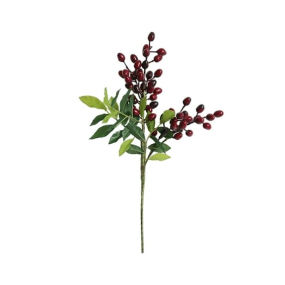 hulanddfd Artificial Flower Artificial Berries Stems Faux Berries Olive with Leaves Spring Picks Spring Floral Decorations for Wedding Home Vase Decor(Red)
