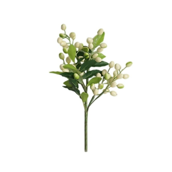 hulanddfd Artificial Flower Artificial Berries Stems Faux Berries Olive with Leaves Spring Picks Spring Floral Decorations for Wedding Home Vase Decor(White)