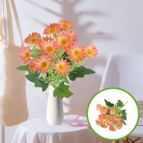 hulanddfd Artificial Flowers, Fake Daisies Bouquet, Outdoor Garden Decor, Realistic Delicate Leaves and Buds, 13", Orange