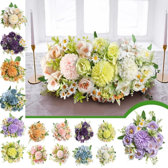 hulanddfd Artificial Flowers, Fake Silk Hydrangea Bouquet with Daisy and Roses Flowers Flower Arrangements Wedding Decoration Table Centerpieces(Light purple)