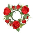 thumbnail image 1 of hulanddfd Artificial Rose Candle Rings, 7.8" Realistic Fake Rose Flower Wreaths Floral Candlestick Centerpiece for Dining Table and Pillar Candle Lanterns Wedding Party Home Decor (Red), 1 of 6