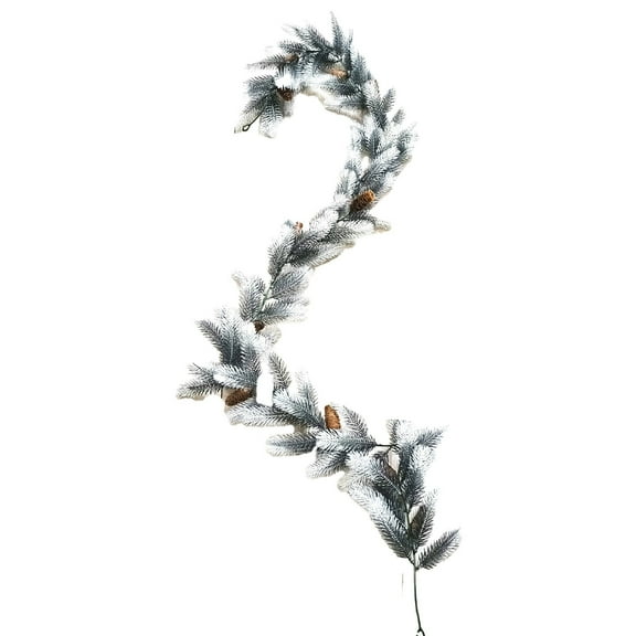 hulanddfd Artificial Snow-themed Christmas Garland - 70.86in Christmas Dense Rattan, Winter Greeneries Garland with Pinecones for Holiday Mantel Fireplace Table Runner Centerpiece Décor