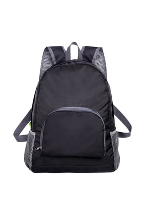 Backpack Foldable Waterproof Backpack with Front Zipper Pocket 12.6"x16.14"x4.72" Fluorescent Color Daypack for Camping Travel Hiking Gift for men and women Black
