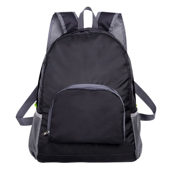 hulanddfd Backpack Foldable Waterproof Backpack with Front Zipper Pocket 12.6"x16.14"x4.72" Fluorescent Color Daypack for Camping Travel Hiking Gift for men and women Black