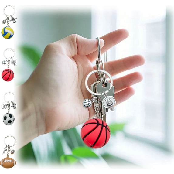 hulanddfd Basketball Keychain, Keys Rings with Ball Pendant Backpack Accessories Car Hanging Decor Gift for Sports Lover