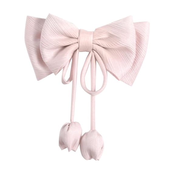 hulanddfd Beige Bow Curtain Buckle, 7.87"x6.3"Flock Bow Pendant Romantic Curtain Ties for wedding Party and Christmas Valentine